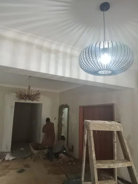 Statement pendant light fixture installed on a ceiling during a Pretoria East home renovation
